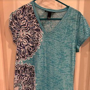 Size large semi-sheer women's blue top
